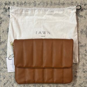 NWT Fawn Brown Quilted Clutch with dust bag